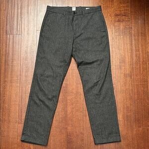 GAP Men's Charcoal Herringbone Tweed Wool Blend Straight Dress Pants, Size 33x34
